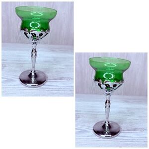 Vintage Art Deco Farberware Morgantown Chrome Wine Cordial Cocktail Glasses 2